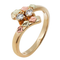 Ave 369 Diamond Slim Profile Bypass Ring, 10k Yellow Gold, 12k Green and Rose Gold Black Hills Gold Motif (.2 Ctw)