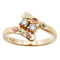 Ave 369 Diamond Slim Profile Bypass Ring, 10k Yellow Gold, 12k Green and Rose Gold Black Hills Gold Motif (.2 Ctw)