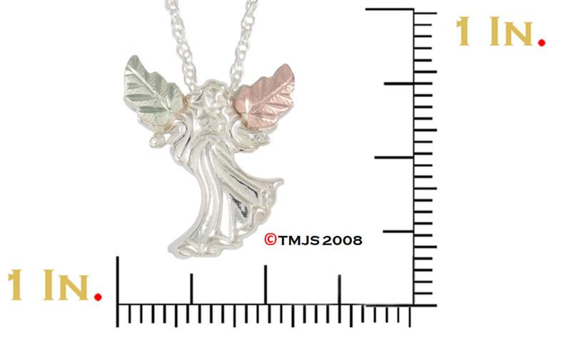 Ave 369 Angel Pendant Necklace, Sterling Silver, 12k Green Gold, 12k Rose Gold Black Hills Gold, 18"