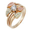 Ave 369 Diamond with Bypass Leaves Layered Ring, 10k Yellow Gold, 12k Green and Rose Gold Black Hills Gold Motif (.25 Ctw)