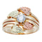 Ave 369 Diamond with Bypass Leaves Layered Ring, 10k Yellow Gold, 12k Green and Rose Gold Black Hills Gold Motif (.25 Ctw)