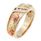 Ave 369 Diamond Wedding Wide Band, 10k Yellow Gold, 12k Green and Rose Gold Black Hills Gold Motif (.06 ct)