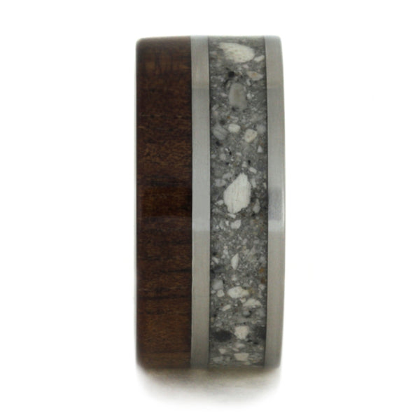 Ave 369 Koa Wood and Your Pet Ashes 11mm Comfort-Fit Matte Titanium Memorial Ring
