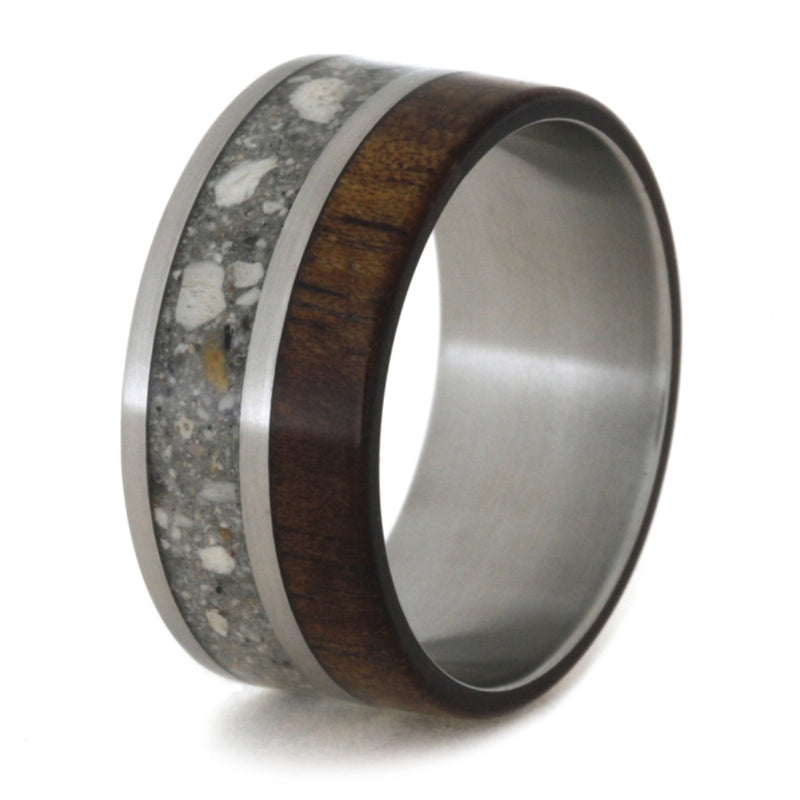 Ave 369 Koa Wood and Your Pet Ashes 11mm Comfort-Fit Matte Titanium Memorial Ring