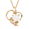 Ave 369 Created Opal Heart Cabochon Pendant Necklace, 10k Yellow Gold, 12k Green and Rose Gold Black Hills Gold Motif, 18''