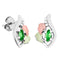 Ave 369 Created Soude Emerald Marquise May Birthstone Earrings, Sterling Silver, 12k Green and Rose Gold Black Hills Gold Motif