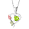 Ave 369 Green CZ August Birthstone Heart Pendant Necklace, Sterling Silver, 12k Green and Rose Gold Black Hills Gold Motif, 18"