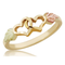 Ave 369 Diamond-Cut Two Hearts Ring, 10k Yellow Gold, 12k Pink and Green Gold Black Hills Gold Motif