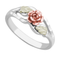 Ave 369 Blooms Rose Flower Diamond-Cut Ring, Sterling Silver, 12k Green and Rose Gold Black Hills Gold Motif