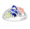 Ave 369 Created Blue Spinel Marquise September Birthstone Ring, Sterling Silver, 12k Green and Rose Gold Black Hills Gold Motif