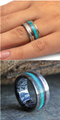 Dinosaur Bone, Meteorite, Petrified Wood, 14k Rose Gold, Turquoise, Titanium 10mm Comfort-Fit Black and White Mokume Gane Band, Size 10.5